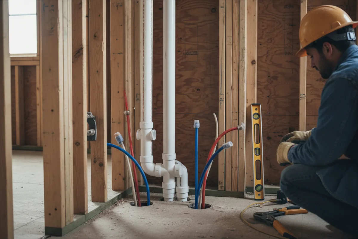 Drain and supply rough-in during Leak Detection in Warrenville