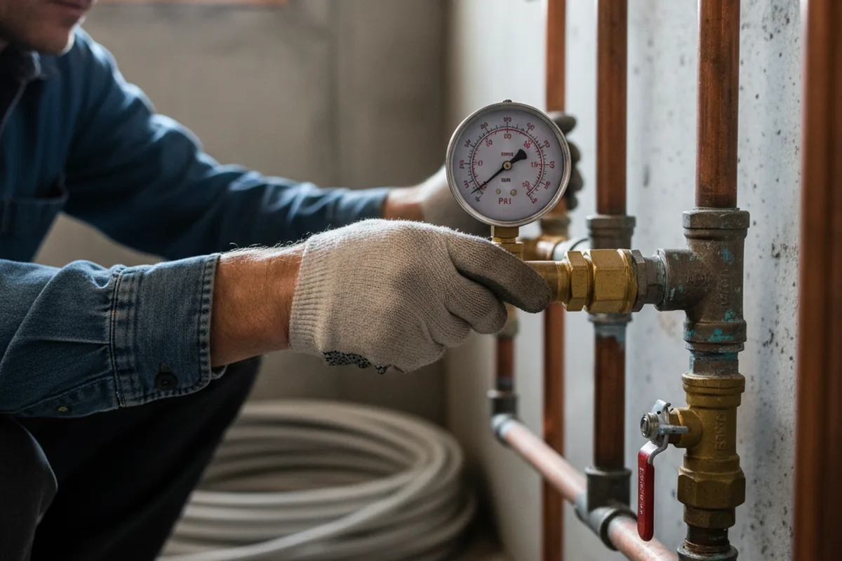 Pressure testing a repaired line during Water Line Repair in Warrenville
